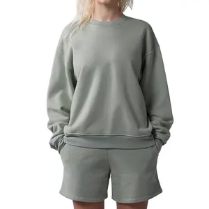 Newest Arrival Women Sweatshirt Soild Color Simple Stylish O-Neck Sweatshirt With Custom Design For Women Oversize Clothing