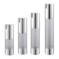 Bouteille de pompe transparente sans air personnalisée pour sérum de lotion 10ml 20ml 30ml 50ml bouteille de pompe en aluminium argent bouteilles cosmétiques sans air