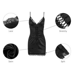 Pizzo di <span class=keywords><strong>raso</strong></span> scollo a V cinturino per Spaghetti abiti Bustier rimovibili increspature incrociate abbigliamento donna <span class=keywords><strong>Mini</strong></span> abiti da Club - Product Image 5