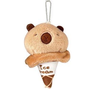 Llavero de peluche de capibara con diseño de helado y cara sonriente, ideal como adorno para mochilas o bolsos, regalo promocional 8603 - Product Image 1