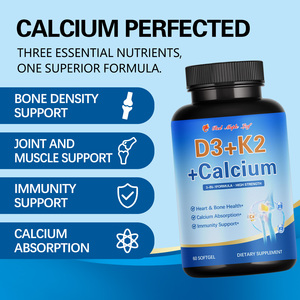 Cápsulas blandas de calcio, vitamina D3 y K2, fórmula 3 <span class=keywords><strong>en</strong></span> <span class=keywords><strong>1</strong></span> |   Apoya la Salud de las Articulaciones, Huesos y el Corazón, y la Absorción de Calcio |   60 Cápsulas Blandas - Product Image 4