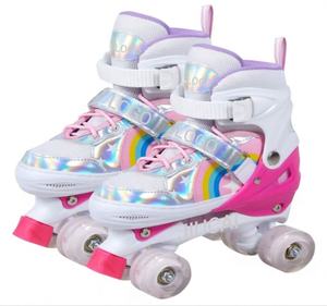 Patins à roulettes en cuir à 4 roues pas chers à louer, patins à roulettes unisexes pour femmes, adultes, filles - Product Image 5