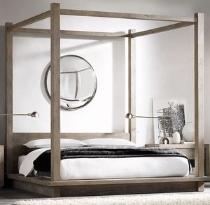 Спальня большой отель двуспальная кровать секс-кровать крытая мебель дубовый балдахин кровать - Product Image 6