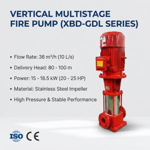 Bomba Contra Incendios Vertical Multietapa XBD-<span class=keywords><strong>GDL</strong></span>, Bomba Centrífuga Eléctrica <span class=keywords><strong>de</strong></span> Alta Presión para Sistema <span class=keywords><strong>de</strong></span> Hidrantes Contra Incendios - Product Image 2