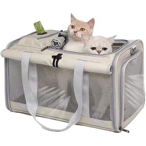 Nzphde Pet <b>Carrier</b> Bag For <b>Cats</b> Small Dogs Airline Approved <b>Soft</b> Sided With Mesh Windows Shoulder Strap Beige - Product Image 1