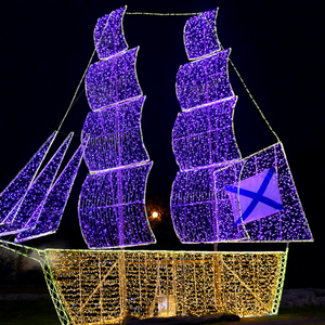 Grande Décoration Lumineuse LED en Forme de Navire de Noël pour Parcs, Centres Commerciaux et Décorations de Fêtes Commerciales - Product Image 1