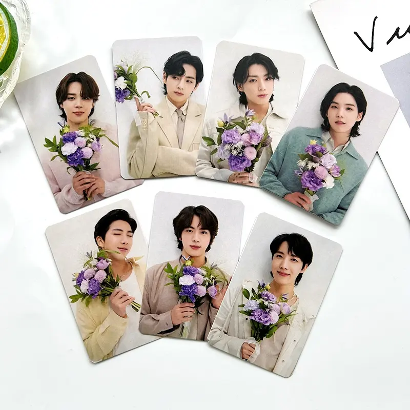 KPOP Idol Group 10th Anniversary Photocards JK Flower Hold Double Sides Fashion LOMO Cards Postcards Fans Personal Birthday Gift