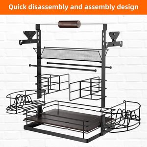 Organizador de Condimentos de Metal de 2 Niveles Oniya, Soporte Multifuncional para Parrilla de Barbacoa con Portarrollos de Papel para Restaurante o Cafetería - Product Image 3