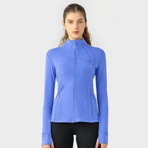 Nude Feeling mujer Slim Fit Full Zip Up Yoga Gym Fitness manga larga Yoga Top traje para mujer gimnasio desgaste entrenamiento chaqueta con cremallera