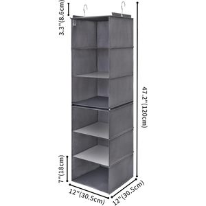 Organisateur suspendu à 6 étagères, 3 étagères pour rangement de placard de chambre, en tissu non tissé, type crochet - Product Image 3