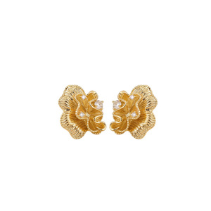 Boucles d'oreilles en diamant, or 18 carats, design pétale, pour un usage quotidien - Product Image 5
