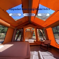 Tente de camping gonflable portable de luxe, personnalisée en usine, imperméable, en coton, quatre saisons, ouverture automatique rapide, deux chambres