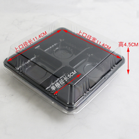 Boîte d'emballage alimentaire carrée en plastique transparent jetable, vente chaude, pour 4 pièces de pâtisserie, gâteau et hamburger