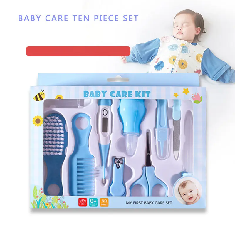 नई नवजात शिशु उत्पादों बेबी केयर 10 टुकड़ा सेट बच्चे कैंची कंघी सेट