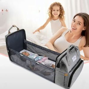 Folding Mommy Bag Portable Female Outing Diaper <b>Backpack</b> with Large-Capacity Crib Bed Fashionable Summer Baby Gear - Product Image 2