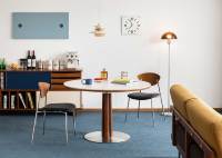 Ensemble de table à manger extensible et pliable au design nordique moderne avec 6 pieds en bois massif, plateau en pierre de roche carré à rond