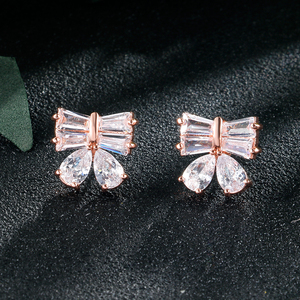 RAKOL EP3034 mariposa Rosa pendientes Cubic Zirconia oreja Stud pendientes lindos joyería de mujer 2025 gran oferta - Product Image 4