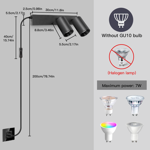 ไฟสปอตไลท์ติดเพดาน GU10 แบบขายตรง ดีไซน์ทันสมัย ปรับได้ 2 ทิศทาง ติดผนังสีดำ วัสดุเหล็ก 3CCT สำหรับห้องนั่งเล่น ห้องนอน โรงแรม - Product Image 4