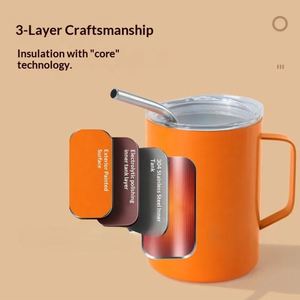 Tazas de Café Personalizadas de 5oz, Vasos de Acero Inoxidable con Exterior de Plástico e Interior de Acero Inoxidable, con Asa, Logotipo Personalizado - Product Image 2