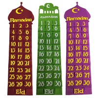 Calendrier de l'Aïd Islam Ramadan Compte à rebours Ramadan Mubarak Kareem Suspendu Décor Cadeau Feutre Calendrier de l'Aïd avec Poches