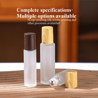 Flacons à bille en verre dépoli avec bouchon effet bois, 5ml, 10ml, 15ml, pour parfum et huiles essentielles (sous-conditionnement)