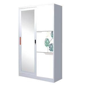 Armoire en métal à portes coulissantes Armoire miroir Almirah en acier Casiers en métal Armoire imprimée - Product Image 4