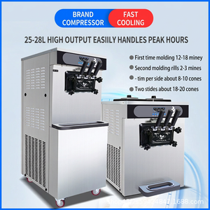 เครื่องทำไอศกรีมซอฟต์เสิร์ฟเชิงพาณิชย์ สแตนเลส 220V 2800W 3 รสชาติ ระบบสองเฟส สำหรับร้านกาแฟ - Product Image 3