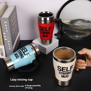 Tasse à café électrique en acier inoxydable de conception moderne de traitement personnalisé professionnel avec couvercle tasse de personne paresseuse de mélange automatique - Product Image 1