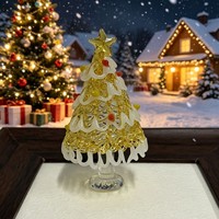 Figurine d'arbre de Noël en verre artisanal, artisanat d'arbre en verre spiralé coloré