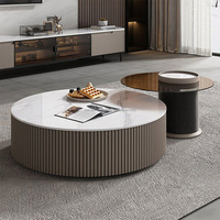Nouvelle conception de table basse en bois avec plateau en pierre, élégante table basse de salon, style minimaliste, table d'appoint en verre, vente en gros
