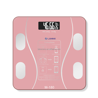 LANNX M-180 Balance électronique numérique de luxe pour salle de bain Balance à dents bleues pour le poids du corps Balance intelligente pour la graisse corporelle Balances électroniques