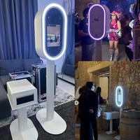   Cabina de Fotos DSLR para iPad de 10.2-13 Pulgadas, Espejo Ovalado de Metal, con Estuche de Transporte, para Alquiler en Bodas y Fiestas