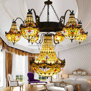 Magnifique Lustre LED Vintage Multi-têtes en Verre Fait Main, Culot E-27, Lumière Blanc Chaud Doux 2700K pour Éclairage Suspendu de Villa - Product Image 1