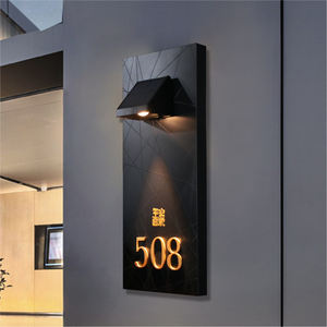 Placa de Número de Casa Iluminada Moderna Personalizable, Letrero de Puerta Exterior Montado en la Pared con Energía <span class=keywords><strong>Solar</strong></span> para Villa/Apartamento y Hotel - Product Image 2