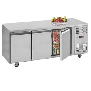 Mesa De Refrigerador De Barra De Duas Portas Sob O Refrigerador Do Contador Com Refrigerador De Aço Inoxidável Worktop Refrigerador