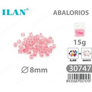 Ilan Abalorios Perline rotonde trasparenti rosso rosa da 8 mm 15 g per la creazione di gioielli - Product Image 1
