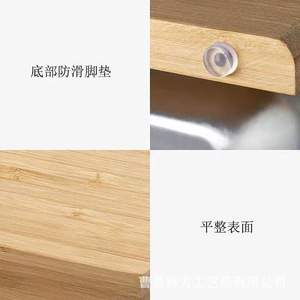 Tabla de cortar de bambú con cajón, rectangular, color natural, de doble cara, para cocina. - Product Image 3
