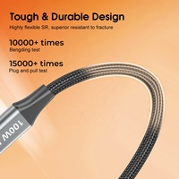 Cable de Datos ESEEKGO ES-C300 USB-C a USB-C de 100W/6A, 3M/10FT, de Nailon, Carga Rápida, Anti-rotura, para Relojes Inteligentes, Computadoras y Auriculares