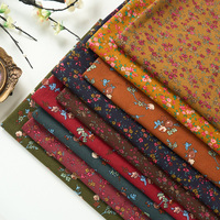 Tissu en lin et coton imprimé numérique en gros, style vintage, imprimé floral, pour la confection de robes, bricolage, nappe, patchwork, artisanat
