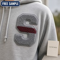 Grande écusson lettre brodée en chenille, 5 pouces, 3D gonflée, gris chiné et bordeaux, thermocollante pour sweat à capuche, veste universitaire, personnalisable