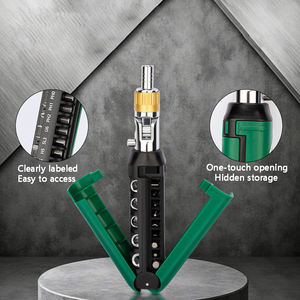 Jeu de tournevis portable OEM à cliquet, couple élevé, embouts cruciformes et plats multi-angles, finition chromée, en acier au carbone isolé, 14-en-1 - Product Image 6