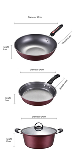 Ensemble de 4 ustensiles de cuisine en acier au carbone antiadhésifs avec couvercles en verre - Product Image 2