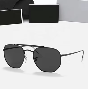 Thời trang nam UV bảo vệ kính mặt trời chất lượng cao lục giác Kính mát với 3648 54 mét ống kính thủy tinh kim loại khung - Product Image 4