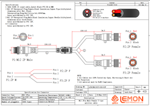 M12 không thấm nước 2 3 4 <span class=keywords><strong>5</strong></span> pin 1 nam đến 2 Nữ Y <span class=keywords><strong>Splitter</strong></span> cáp cho LED Strips ánh sáng kết nối - Product Image 4