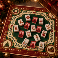 Hochwertiges Weihnachts-Mahjong-Set mit 160 amerikanischen Mahjong-Steinen, vierlagigem Acryl-Design, glitzernder Rückseite und individueller Geschenkbox