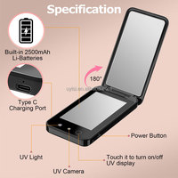 Espejo de Maquillaje Inteligente LED Uyisi de 4.1 Pulgadas con Cámara UV, Doble Cara, Protección Solar Visible, Detección de Desmaquillante