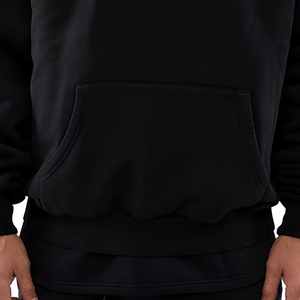 Sweat-shirt à capuche surdimensionné pour homme en coton lourd 100 % avec poche avant et poignets côtelés pour l'hiver - Product Image 4