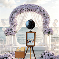 Photomaton vintage double face avec support d'imprimante assorti, compatible avec les appareils photo reflex numériques et les miroirs selfie pour iPad, idéal pour les événements