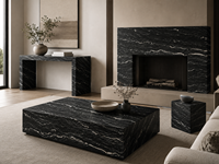 Dalles de quartzite noir ciel pour plans de travail de cuisine, pavés extérieurs, murs de salle de bain, tables basses, escaliers et grands panneaux muraux