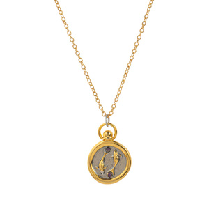 Collar impermeable con colgante de 12 constelaciones y ojo turco en oro de 18k para mujer - Product Image 5